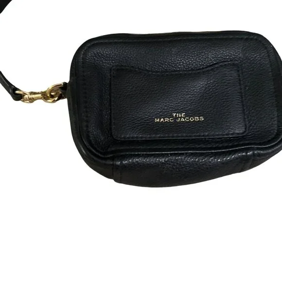 Marc Jacobs The Soft Shot 17 Black Camera Crossbody Purse Leather Bag Gold - Picture 4 of 9